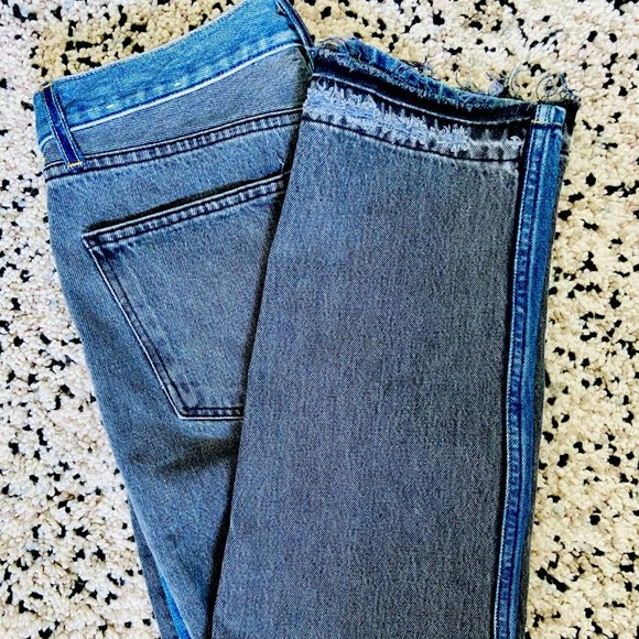 B Sides Arts Mid High Straight Two Tone Jeans - Picture 6 of 11